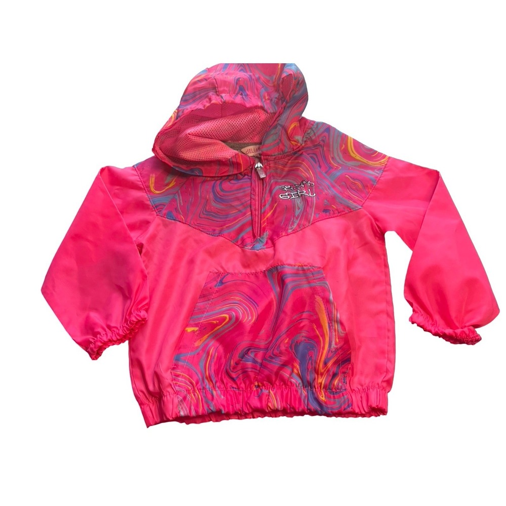 Delias Vintage 90s Retro Jacket Wind Breaker 1/4 zip hot pink‎ 2t